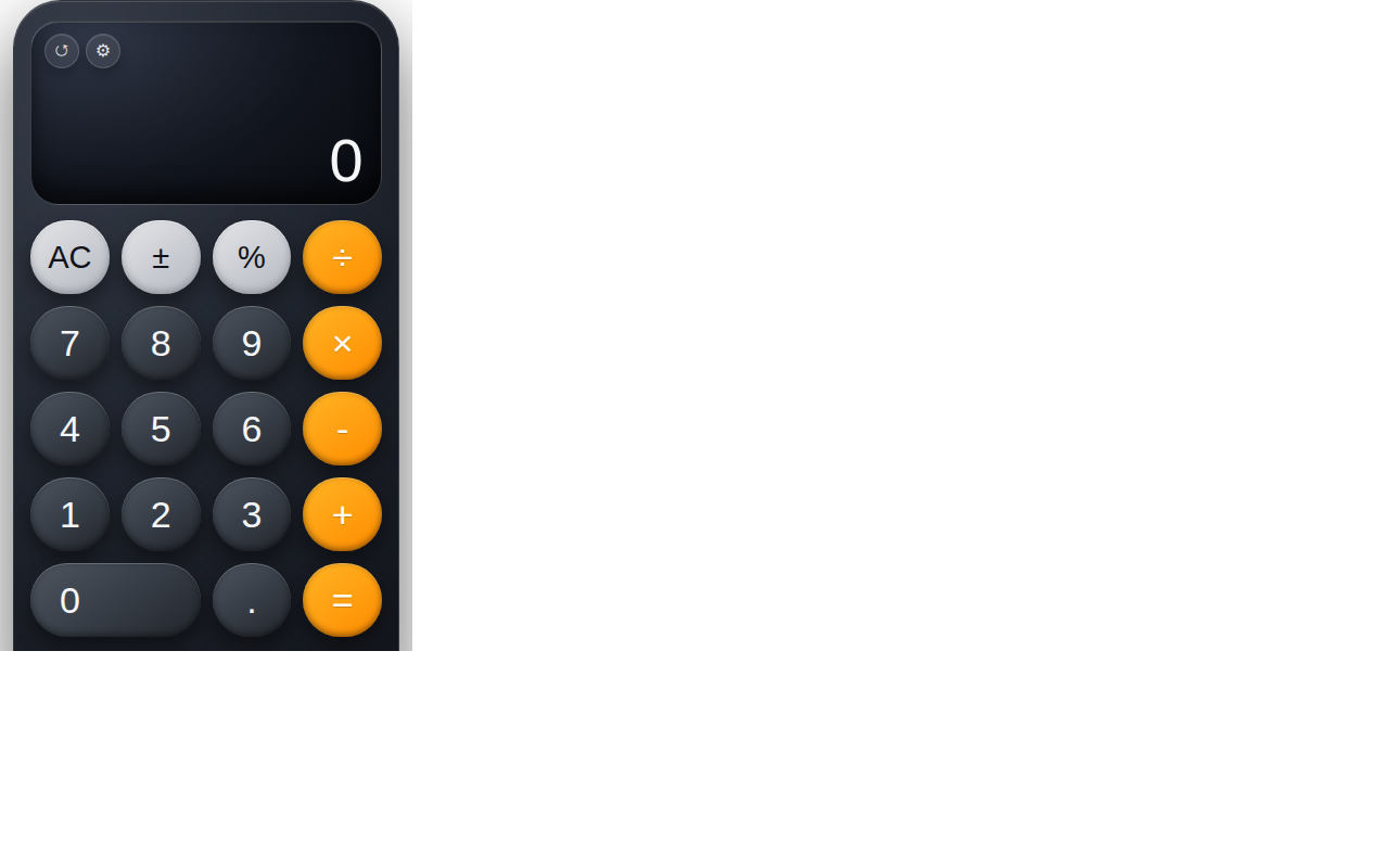Pop-up de extensão da calculadora